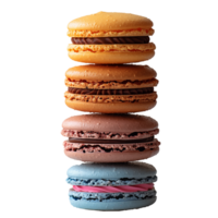 Colorful stack of french macarons on transparent background png