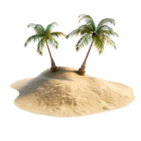 Small Island With Two Palm Trees on transparent background. Generative-AI png