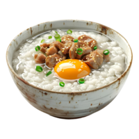 3D Rendering of a Egg with Boiled Rice in a Bowl on Transparent Background png