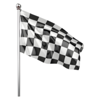 3d representación de un carrera victorioso bandera en transparente antecedentes png