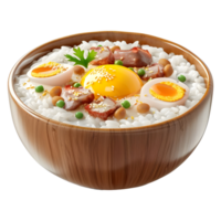 3D Rendering of a Egg with Boiled Rice in a Bowl on Transparent Background png