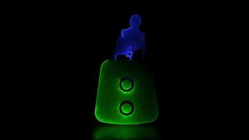 Neon frame effect, baby bottle shape, glowing, black background. video