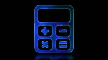 Glowing calculator shape neon frame effect, black background. video