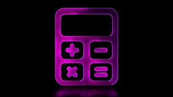 Glowing calculator shape neon frame effect, black background. video