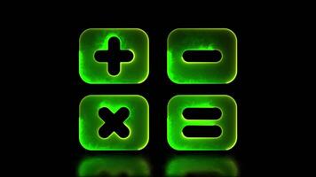 Glowing calculator shape neon frame effect, black background. video