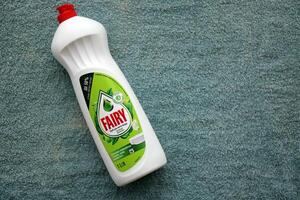 KYIV, UKRAINE - OCTOBER 31, 2023 Bottle of Fairy washing up Liquid produced by Procter and Gamble and sold in most parts of Europe photo