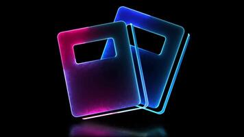 Glowing book shape neon frame effect, black background. video