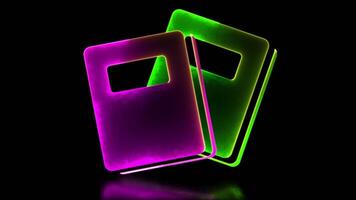 Glowing book shape neon frame effect, black background. video