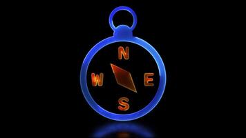 Neon frame effect, compass shape, glow, black background. video