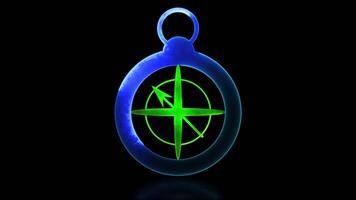 Neon frame effect, compass shape, glow, black background. video