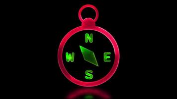 Neon frame effect, compass shape, glow, black background. video