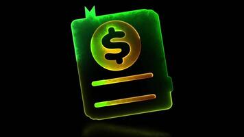 Neon frame effect, income book shape, glowing chris, black background. video