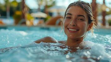 Woman Swimming With Eyes Closed photo