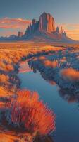 Painting of Desert Landscape With River photo