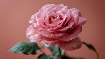 rosado Rosa con agua gotas foto