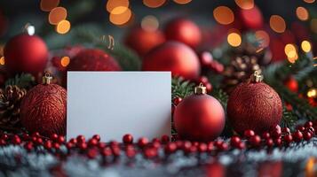 Picture Frame Surrounded by Christmas Decorations photo