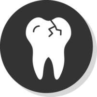 Broken Tooth Glyph Shadow Circle Icon Design vector