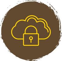 Cloud Security Line Circle Sticker Icon vector