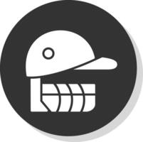 Cricket Helmet Glyph Shadow Circle Icon Design vector