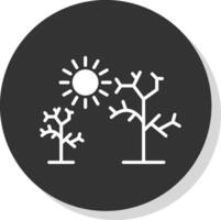 seco árbol glifo sombra circulo icono diseño vector