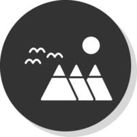 montaña glifo sombra circulo icono diseño vector