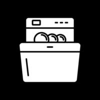 Dish Washing Glyph Inverted Icon Design vector