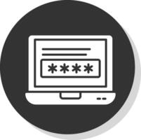 Laptop Glyph Shadow Circle Icon Design vector