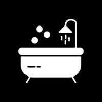 bañera glifo invertido icono diseño vector