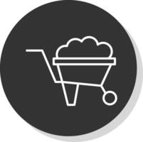 Wheelbarrow Line Shadow Circle Icon Design vector