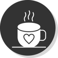 Coffee Glyph Shadow Circle Icon Design vector