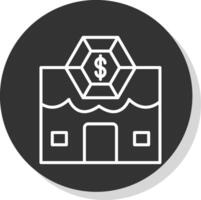 empeñar tienda línea sombra circulo icono diseño vector