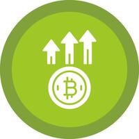 Bitcoin Up Glyph Due Circle Icon Design vector