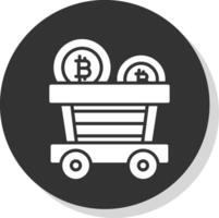 Bitcoin Trolley Glyph Shadow Circle Icon Design vector