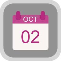 October Flat round corner Icon Design vector