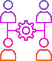 Team Management Line Circle Sticker Icon vector