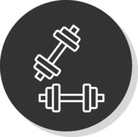 Dumbell Line Shadow Circle Icon Design vector