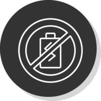 No Battery Line Shadow Circle Icon Design vector