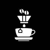 café filtrar glifo invertido icono diseño vector