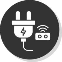 Smart Plug Glyph Shadow Circle Icon Design vector