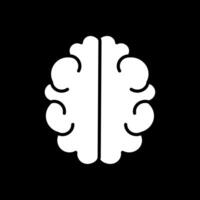 cerebro glifo invertido icono diseño vector