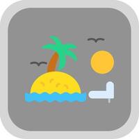 Sunset On Beach Flat round corner Icon Design vector