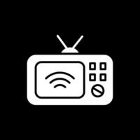 televisión glifo invertido icono diseño vector