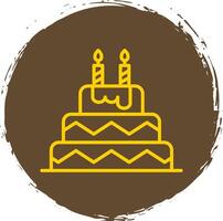 cumpleaños pastel línea circulo pegatina icono vector