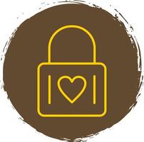 Heart Lock Line Circle Sticker Icon vector