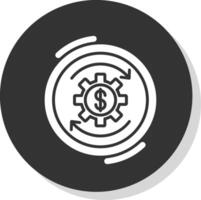 Return On Investment Glyph Shadow Circle Icon Design vector