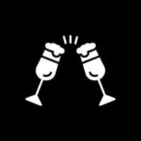 Cheers Glyph Inverted Icon Design vector