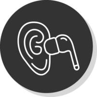 Earbud Line Shadow Circle Icon Design vector