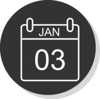 January Glyph Due Circle Icon Design vector