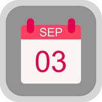 September Flat round corner Icon Design vector