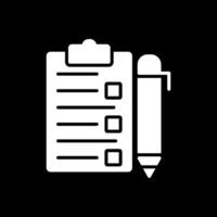 Task List Glyph Inverted Icon Design vector